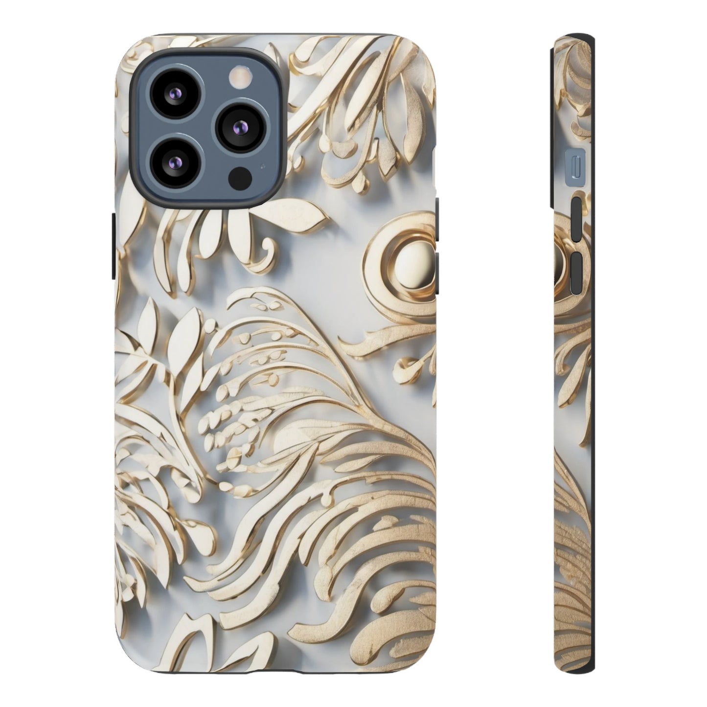 Golden Floral Engraving Tough Cases