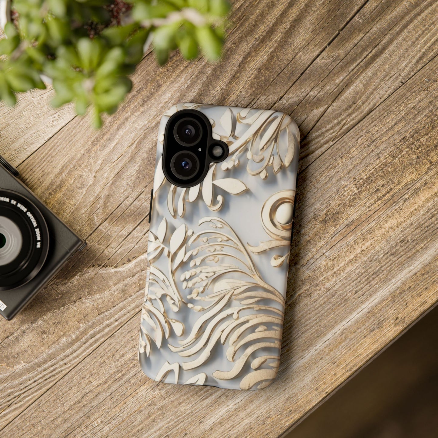 Golden Floral Engraving Tough Cases